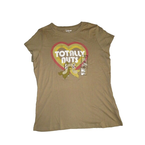 Vintage Disney Women's Chip And Dale TOTALLY NUTS Cotton Fitted Tee Size XL - Picture 3 of 5